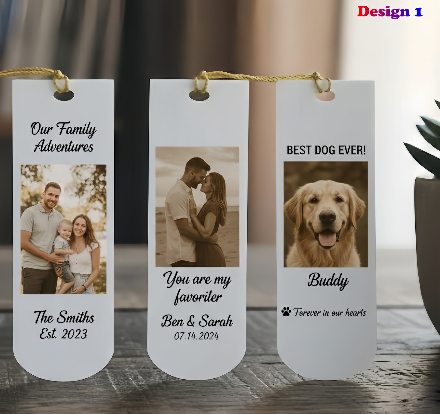 Personalized Photo Bookmark Set of 3 – Custom Acrylic Bookmark with Tassel, Family, Couple & Pet Gift