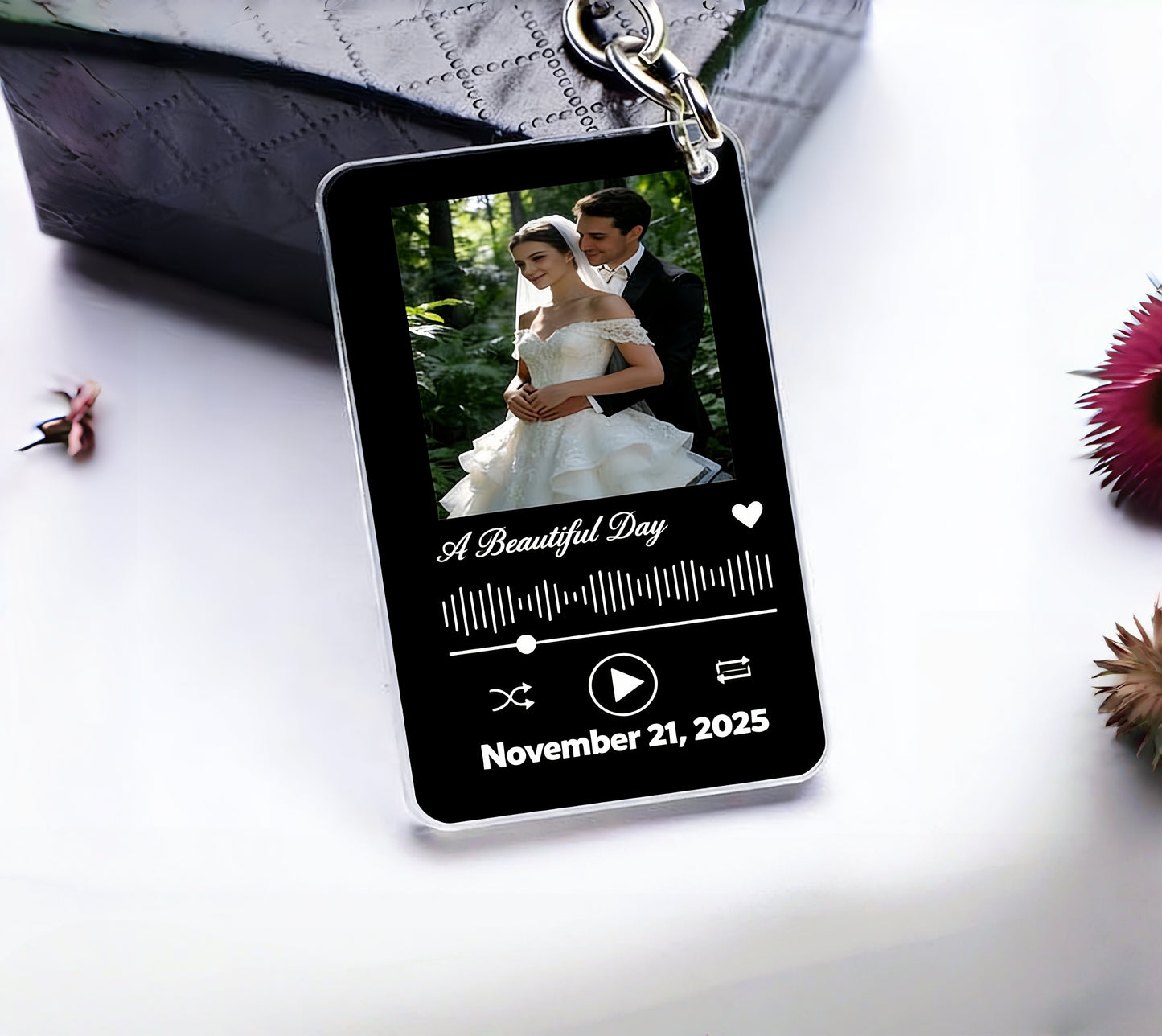 Custom Photo Music Acrylic Keychain  Personalized Spotify-Style Photo Keychain Gift
