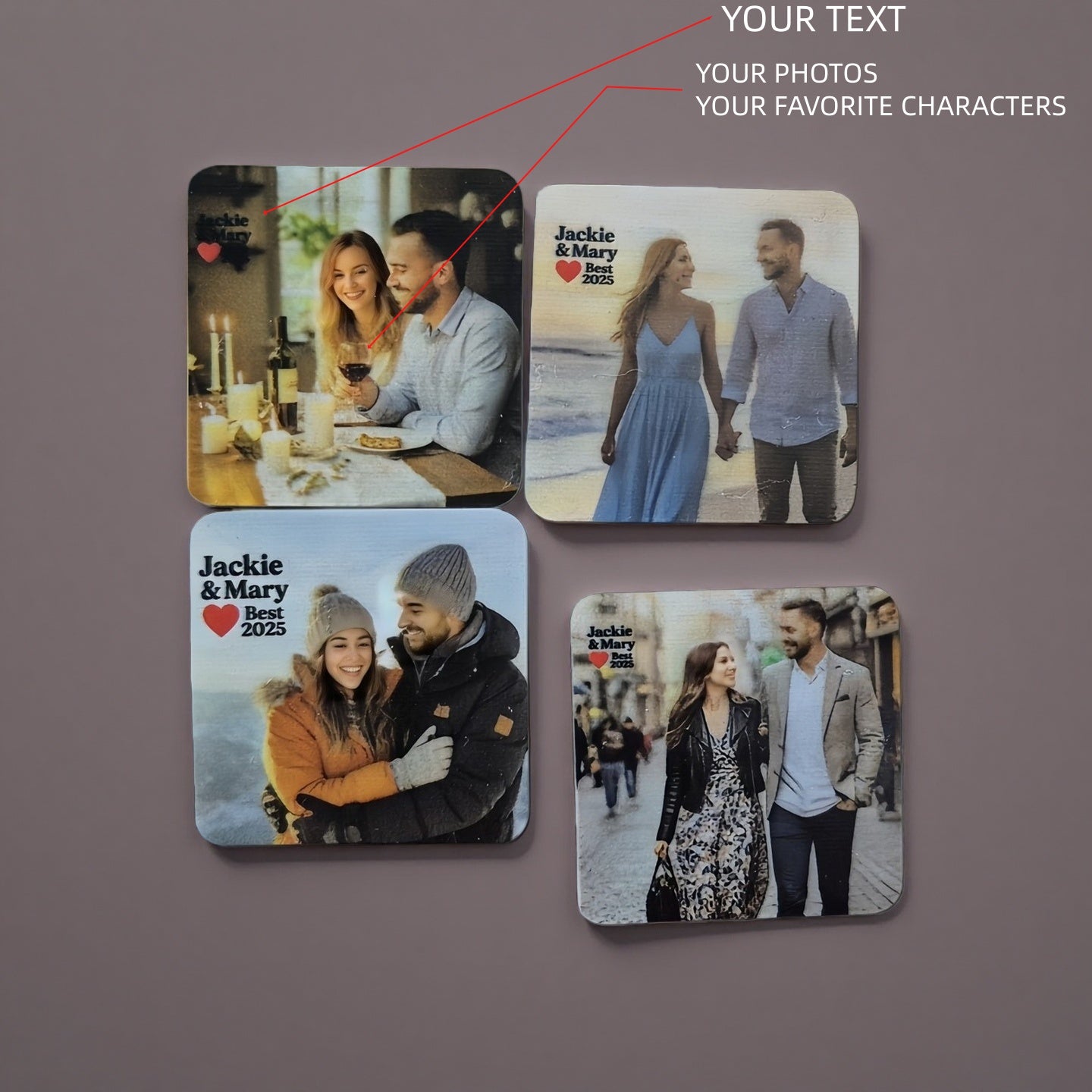 Personalized Photo Fridge Magnet Set (Set of 4)