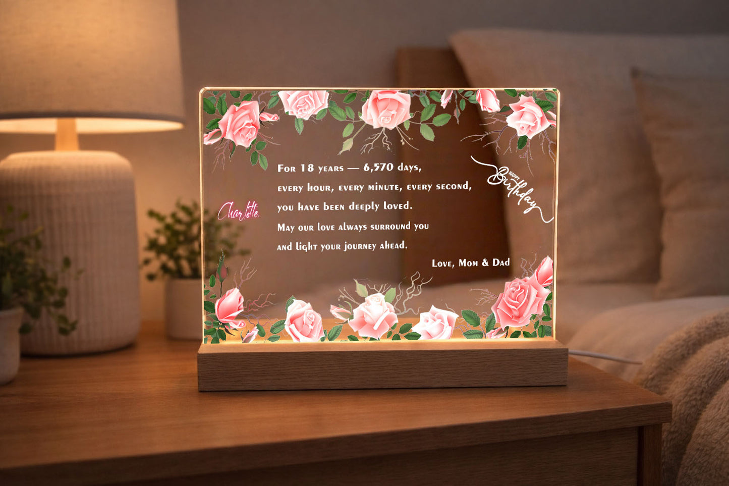 Custom  Night Light | Unique 16th, 18th, 21st Birthday Gift for Daughter & Best Friend& Sister