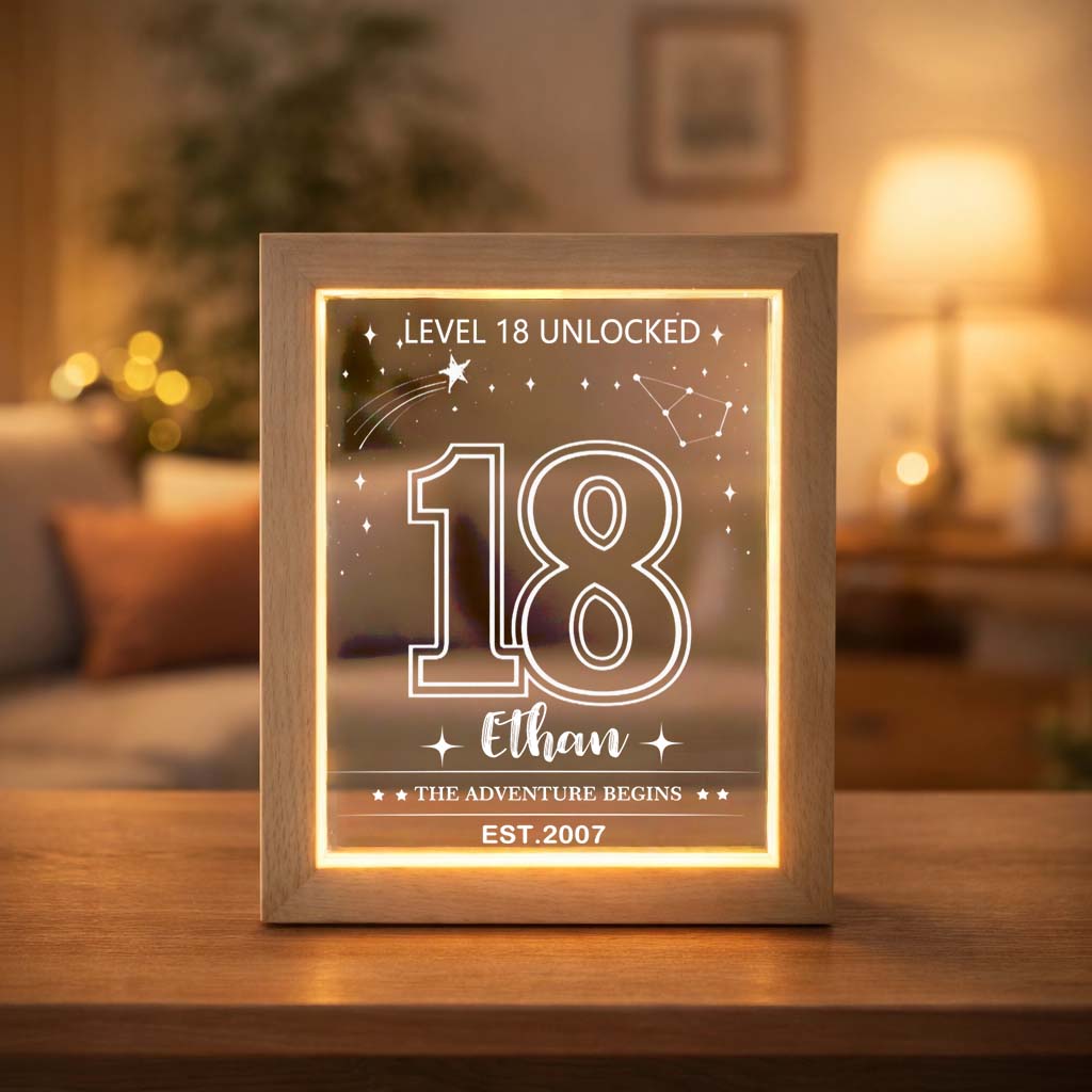 Personalized "Level Unlocked" Milestone Birthday LED Night Light - Custom Age & Name