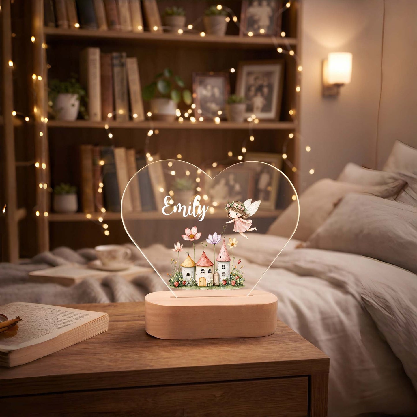 Personalized Heart Baby Night Light | Custom Newborn Name Sign & Nursery LED Lamp