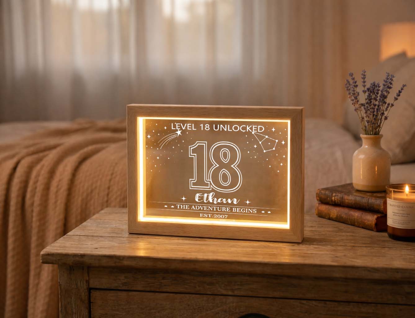 Personalized "Level Unlocked" Milestone Birthday LED Night Light - Custom Age & Name