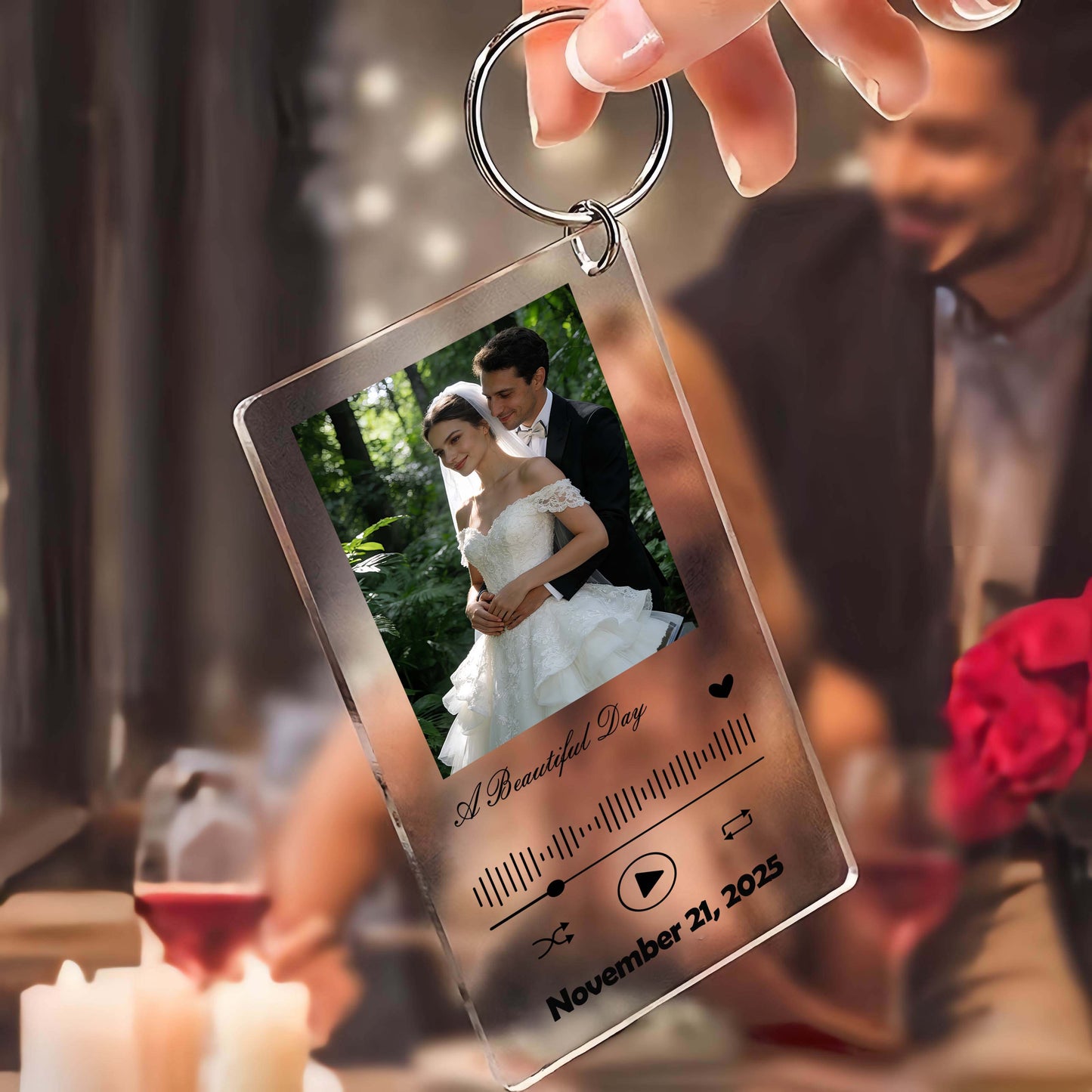 Custom Photo Music Acrylic Keychain  Personalized Spotify-Style Photo Keychain Gift