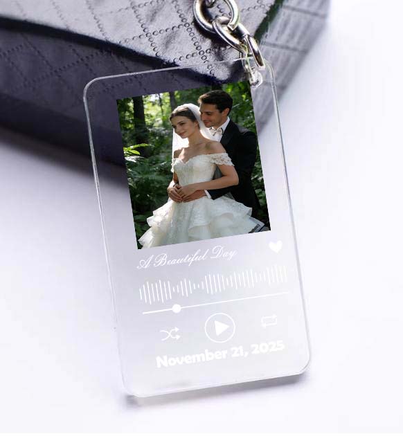 Custom Photo Music Acrylic Keychain  Personalized Spotify-Style Photo Keychain Gift