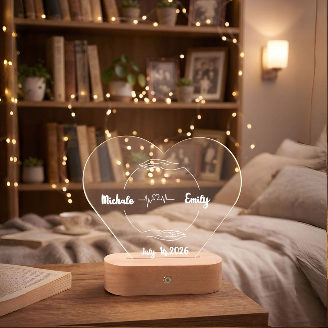 Premium Wireless Heart LED Light – Custom Rechargeable Touch-Control Keepsake