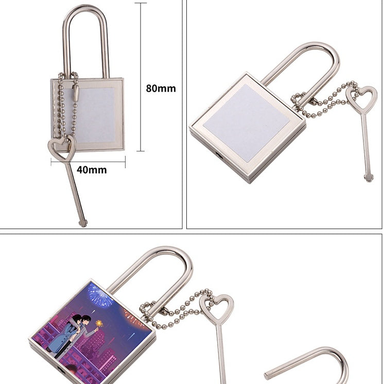 Custom Photo "Lock Your Heart" Keychain - Personalized Lock & Key Couple Gift