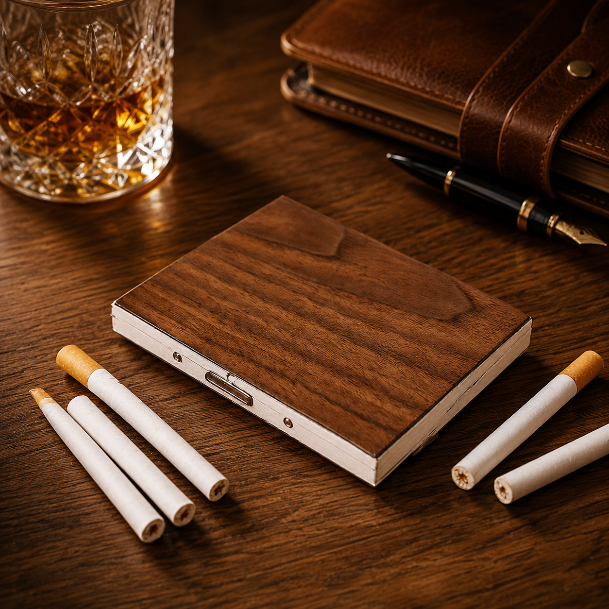Custom Golf Wooden Cigarette Case & Holder | Personalized Laser-Engraved Gift for Him