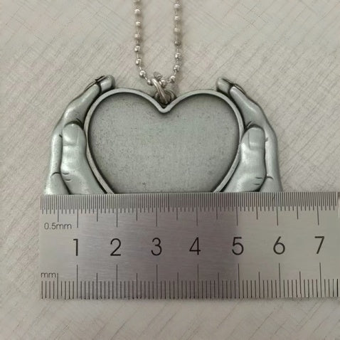 Personalized Hand-Holding Heart Photo Car Charm | Custom Keepsake Ornament for Family & Pets