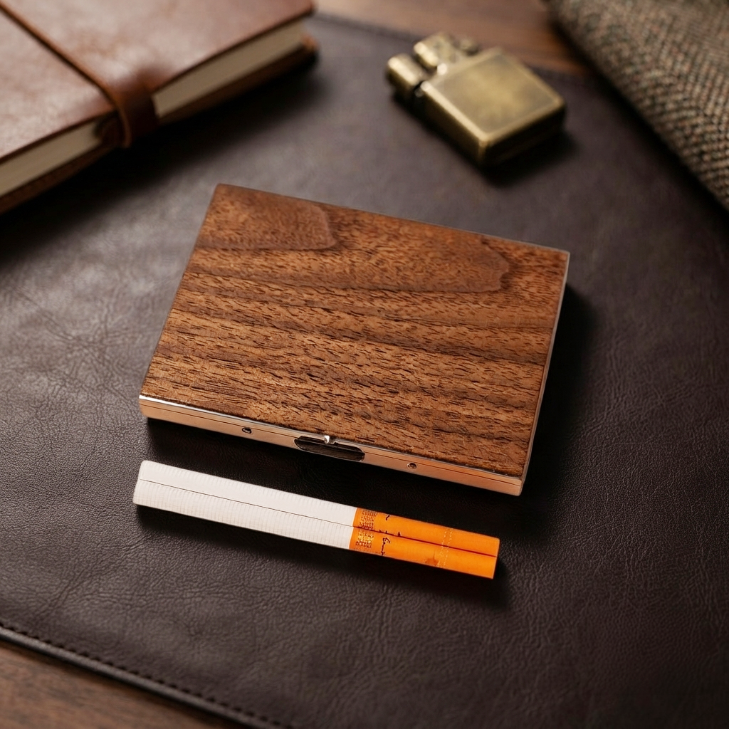 Custom Golf Wooden Cigarette Case & Holder | Personalized Laser-Engraved Gift for Him