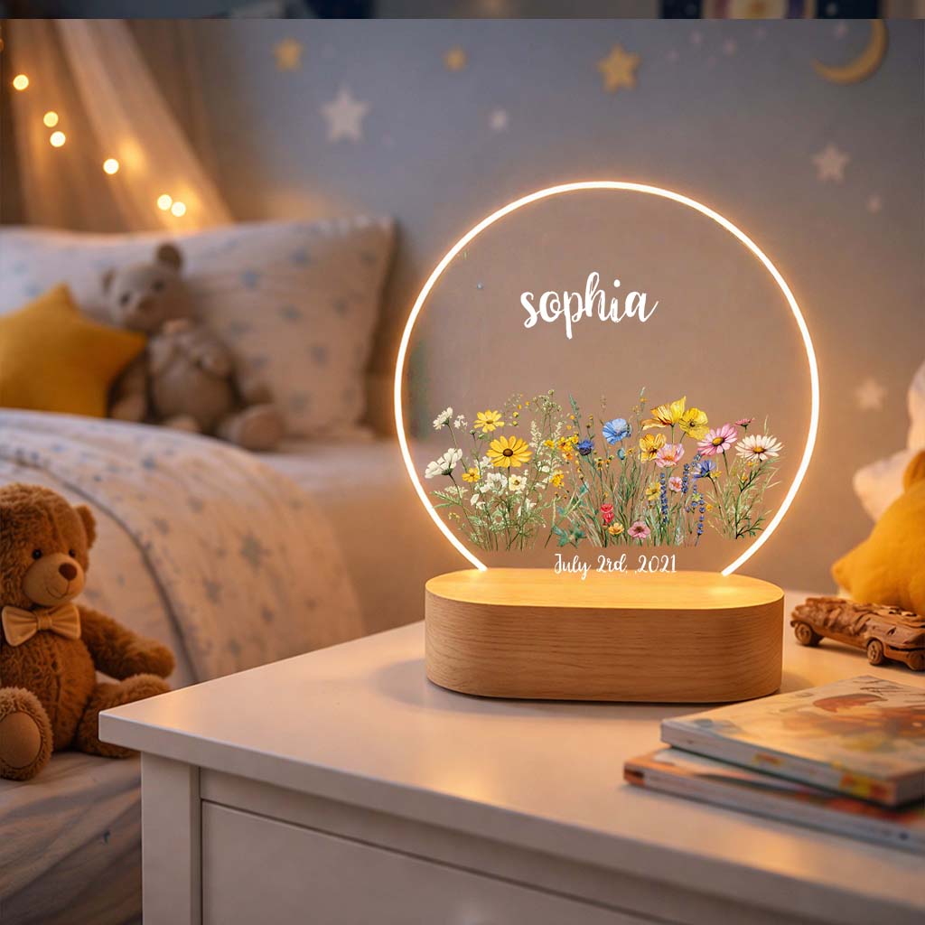 Personalized Night Light & Nursery Name Sign - Custom Flower Lamp & Fairy Lamp for Baby Girl Gift, Nursery Decor, Newborn Gift
