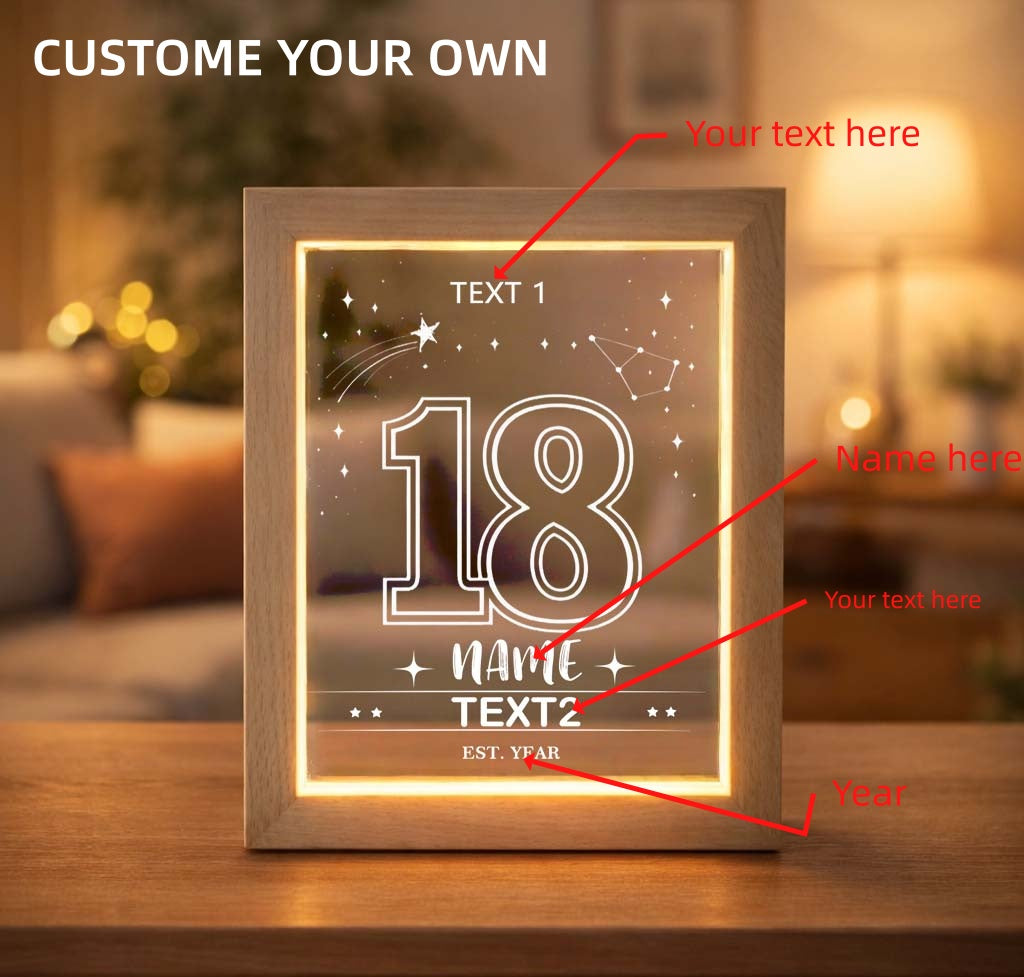 Personalized "Level Unlocked" Milestone Birthday LED Night Light - Custom Age & Name