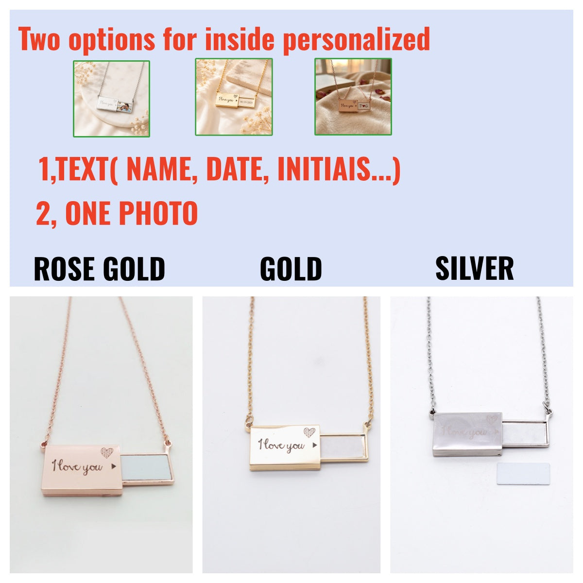 Personalized Secret Message Locket | Custom Photo & Name Necklace