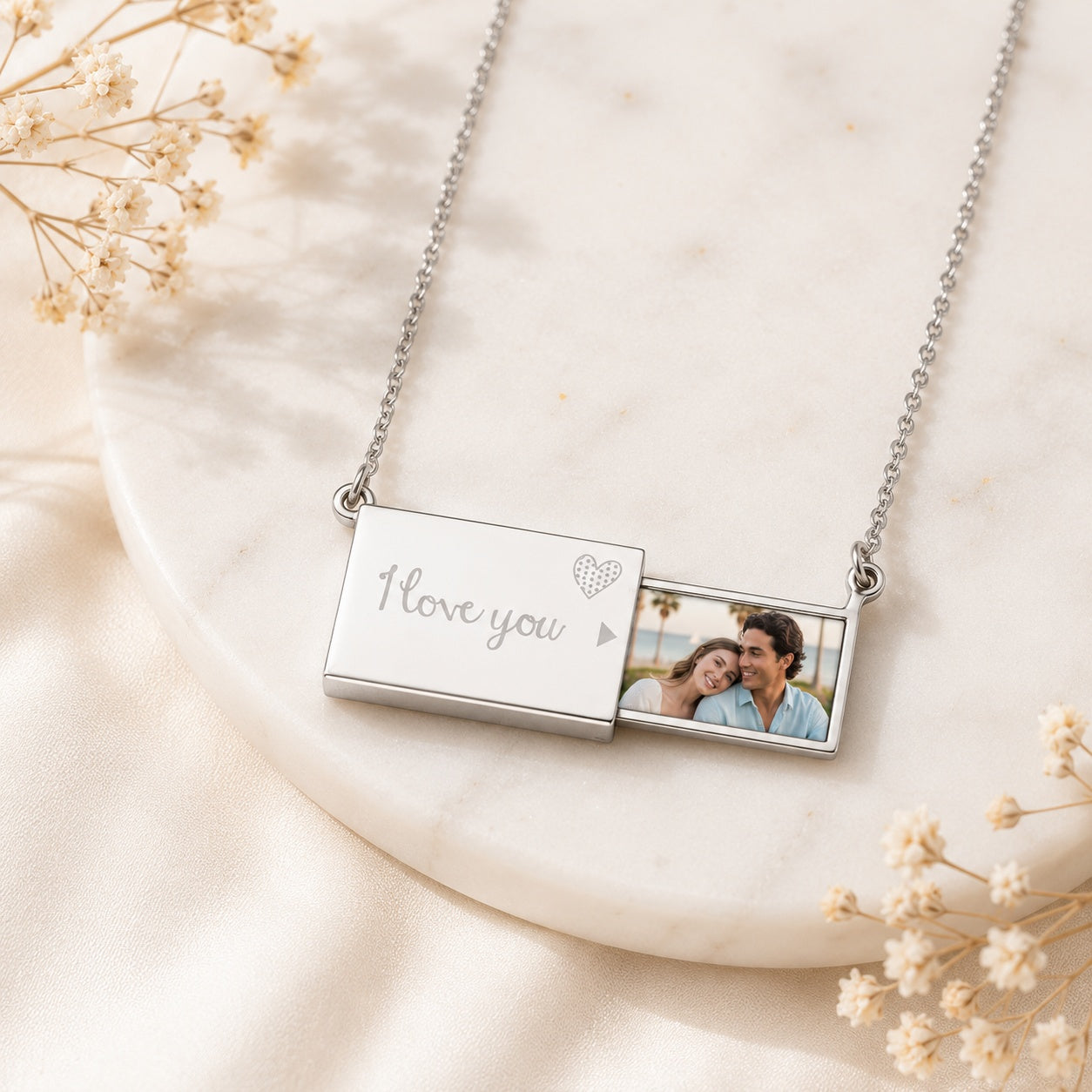 Personalized Secret Message Locket | Custom Photo & Name Necklace