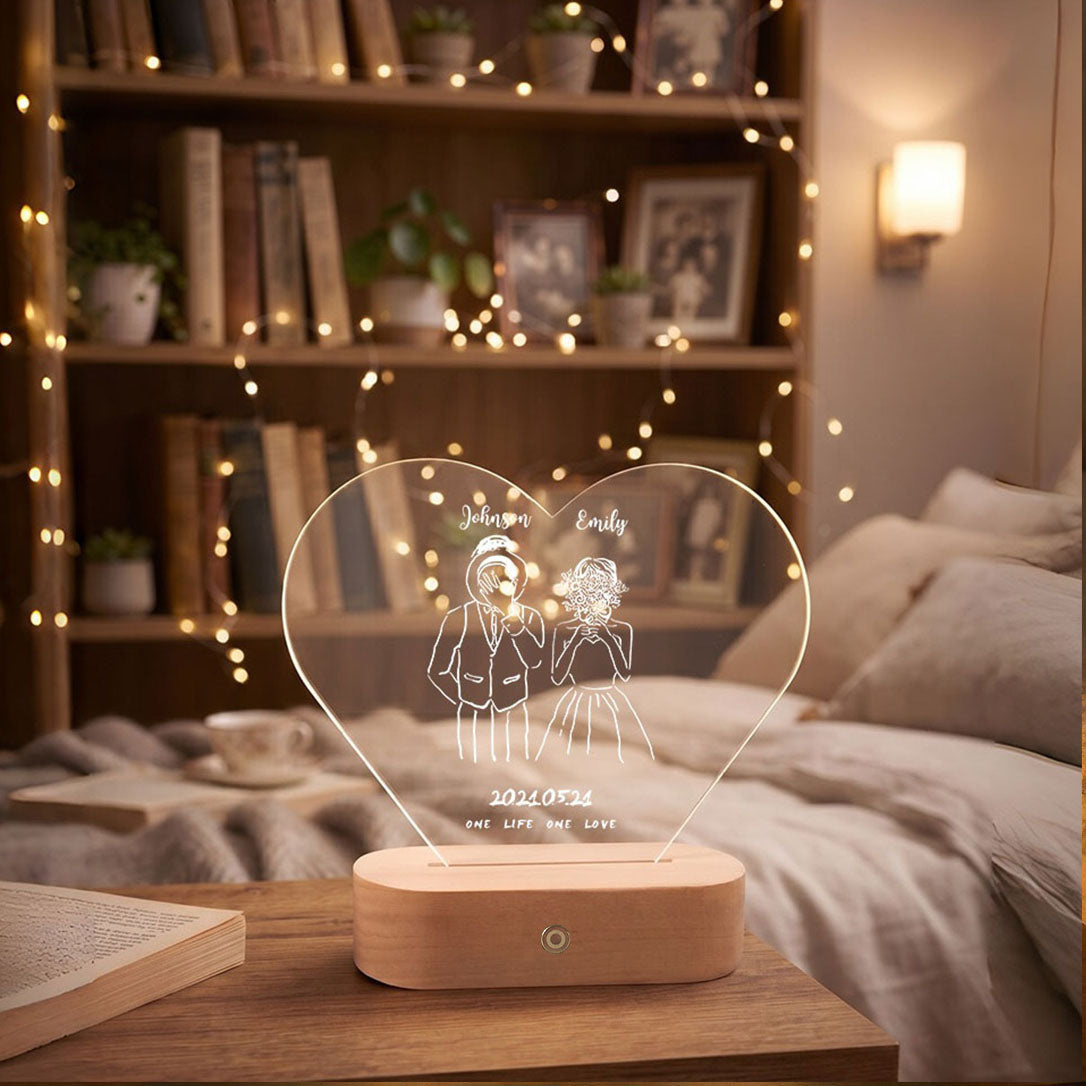 Premium Wireless Heart LED Light – Custom Rechargeable Touch-Control Keepsake