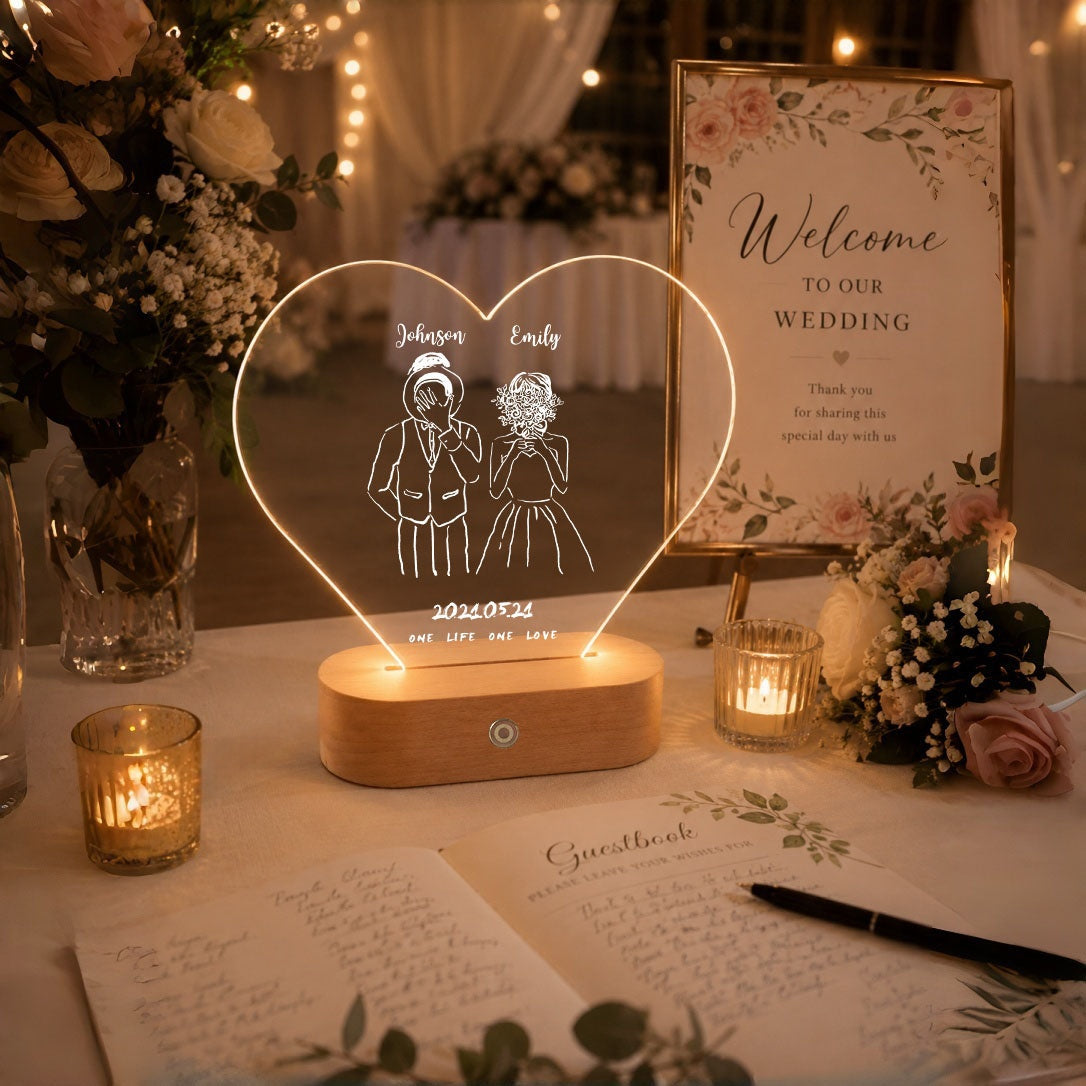Premium Wireless Heart LED Light – Custom Rechargeable Touch-Control Keepsake