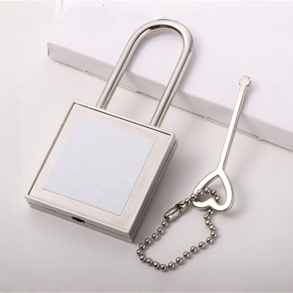 Custom Photo "Lock Your Heart" Keychain - Personalized Lock & Key Couple Gift