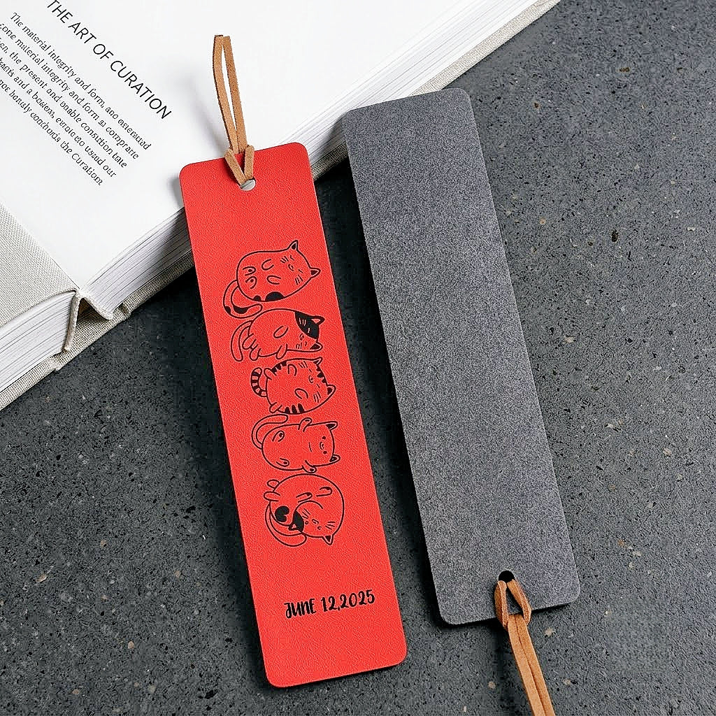 Personalized Leather Cat Bookmark | Custom Engraved Reader Gift| SET OF 4