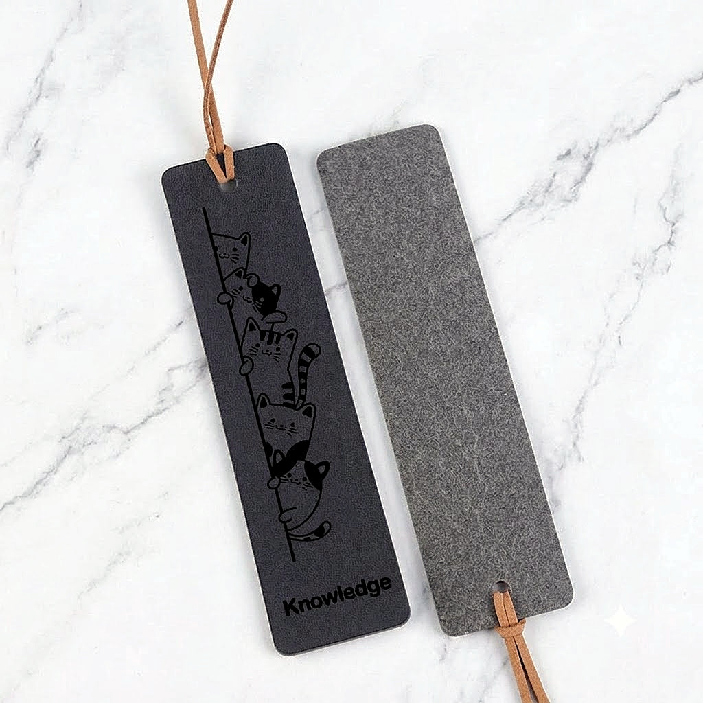 Personalized Leather Cat Bookmark | Custom Engraved Reader Gift| SET OF 4