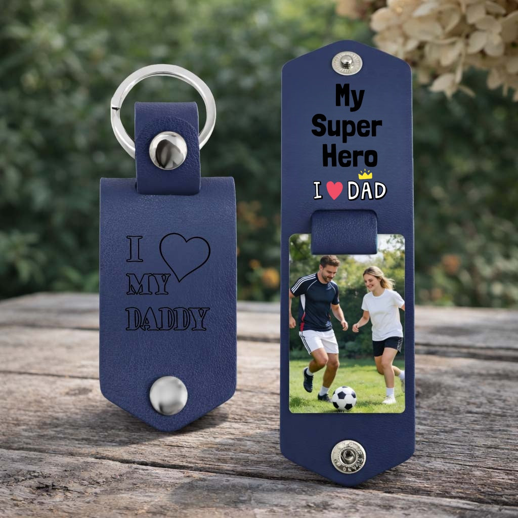 Personalized Leather Hidden Photo Memory Keychain