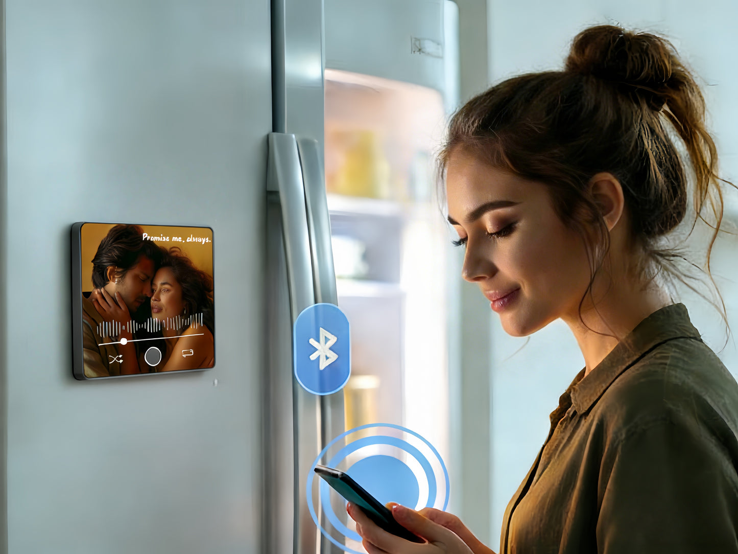 Personalized Bluetooth Fridge Magnet Speaker - Edge-to-Edge Photo Glass Design