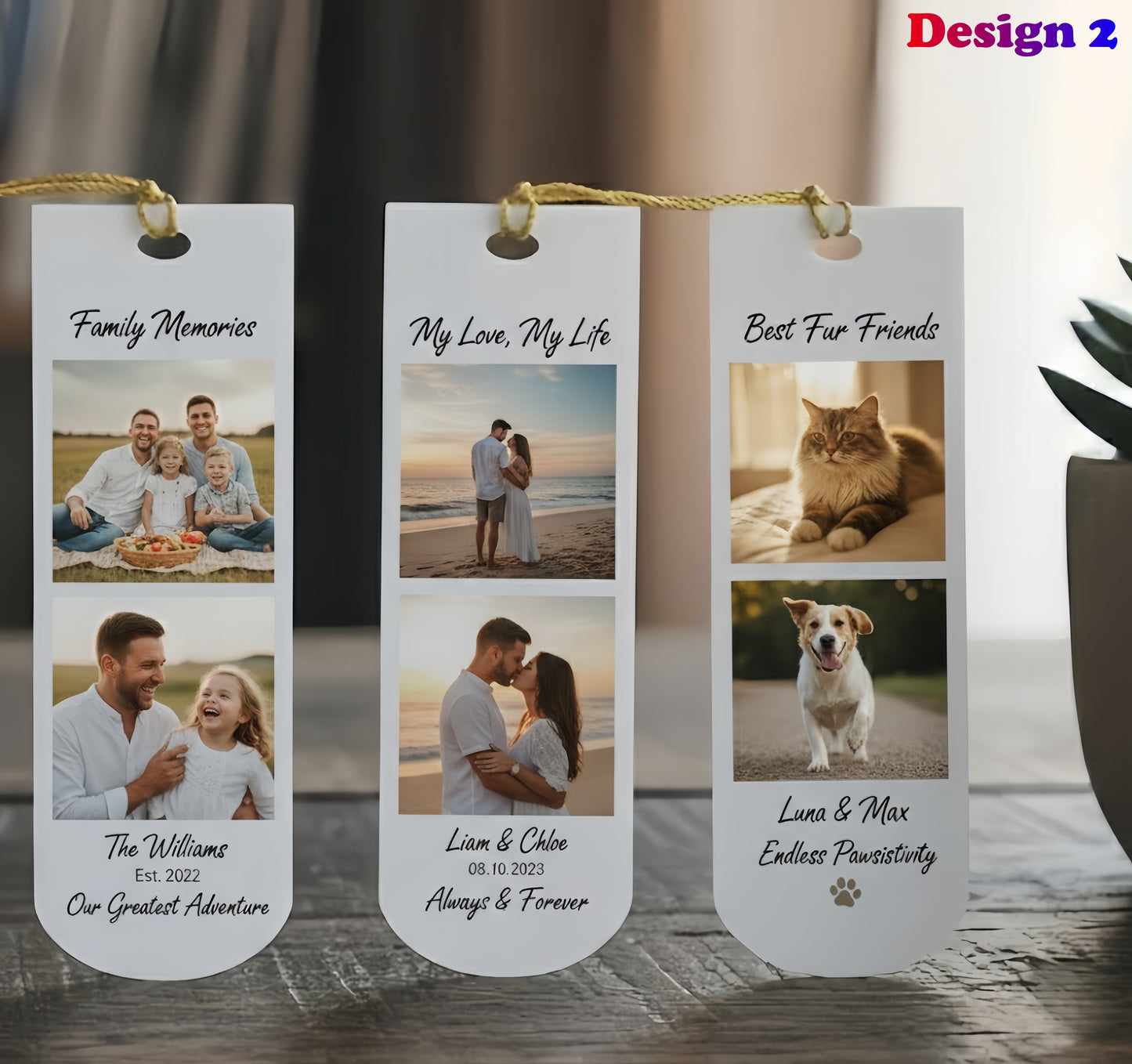 Personalized Photo Bookmark Set of 3 – Custom Acrylic Bookmark with Tassel, Family, Couple & Pet Gift