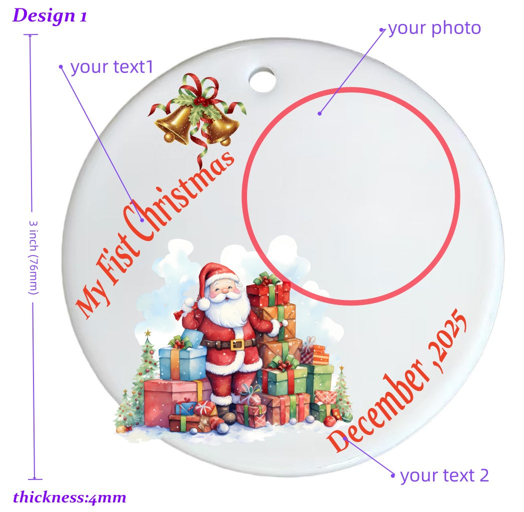 Personalized Ceramic Photo Ornament – Custom Picture & Text Keepsake Gift