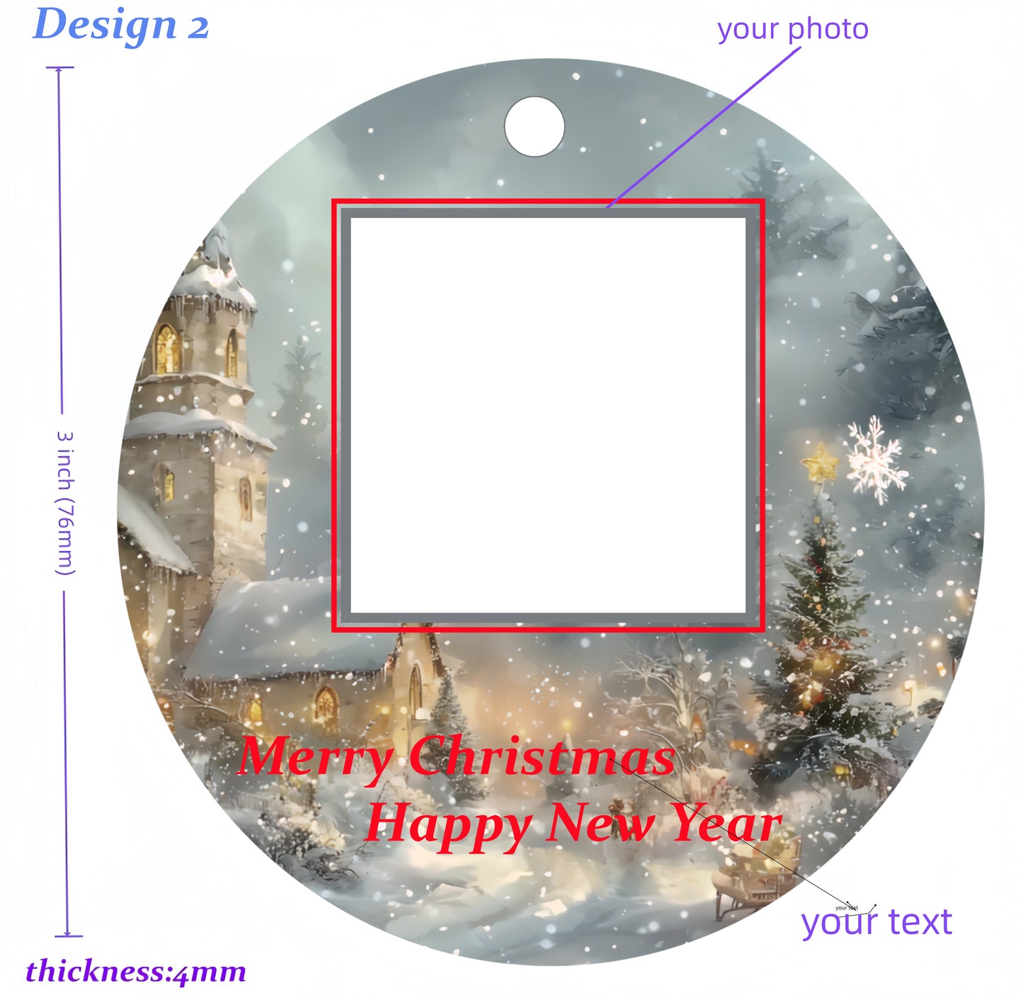 Personalized Ceramic Photo Ornament – Custom Picture & Text Keepsake Gift