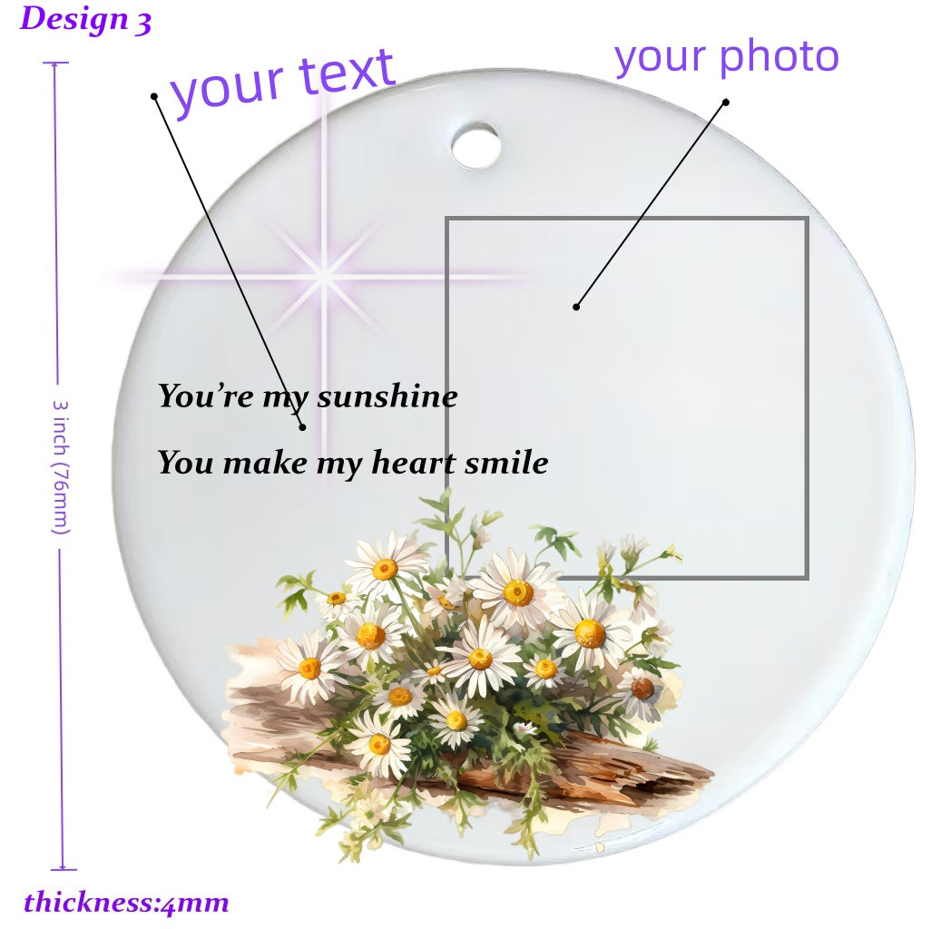 Personalized Ceramic Photo Ornament – Custom Picture & Text Keepsake Gift