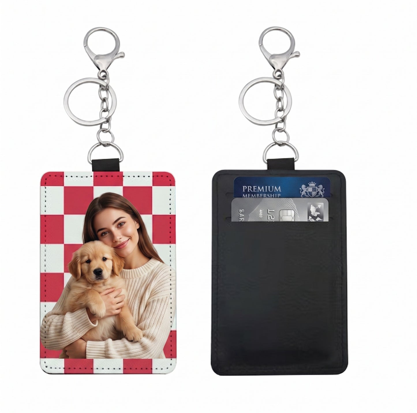 Personalized Photo ID Card Holder | 3-in-1 Vegan Leather Keychain & Luggage Tag