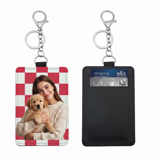 Personalized Photo ID Card Holder | 3-in-1 Vegan Leather Keychain & Luggage Tag