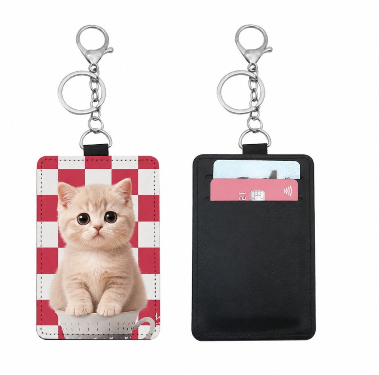 Personalized Photo ID Card Holder | 3-in-1 Vegan Leather Keychain & Luggage Tag