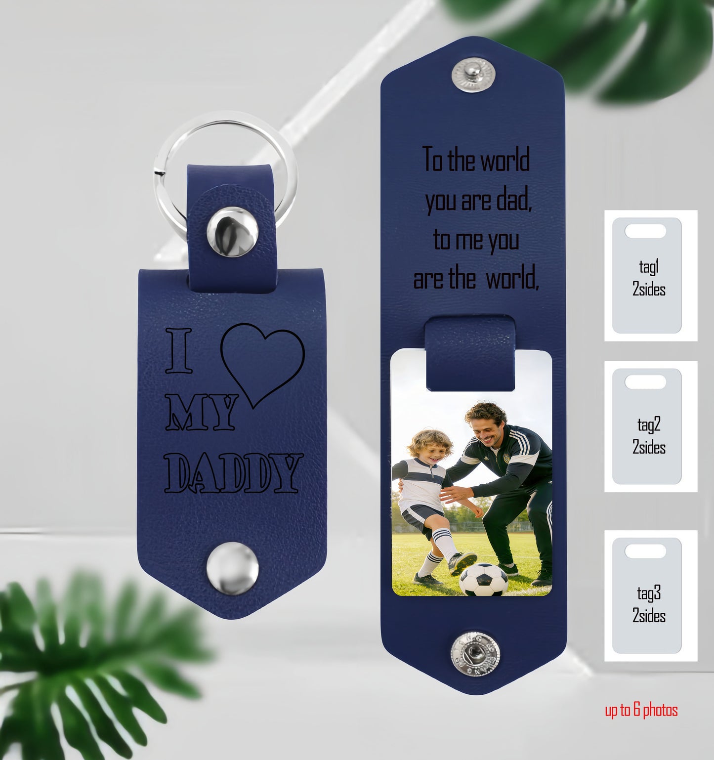 Personalized Leather Hidden Photo Memory Keychain