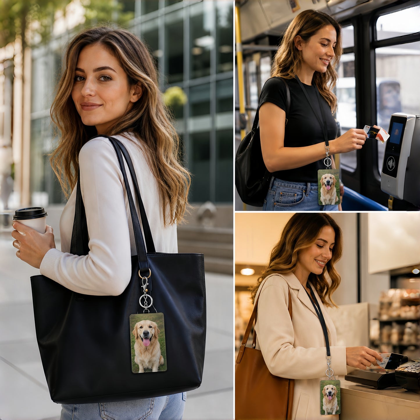 Personalized Photo ID Card Holder | 3-in-1 Vegan Leather Keychain & Luggage Tag
