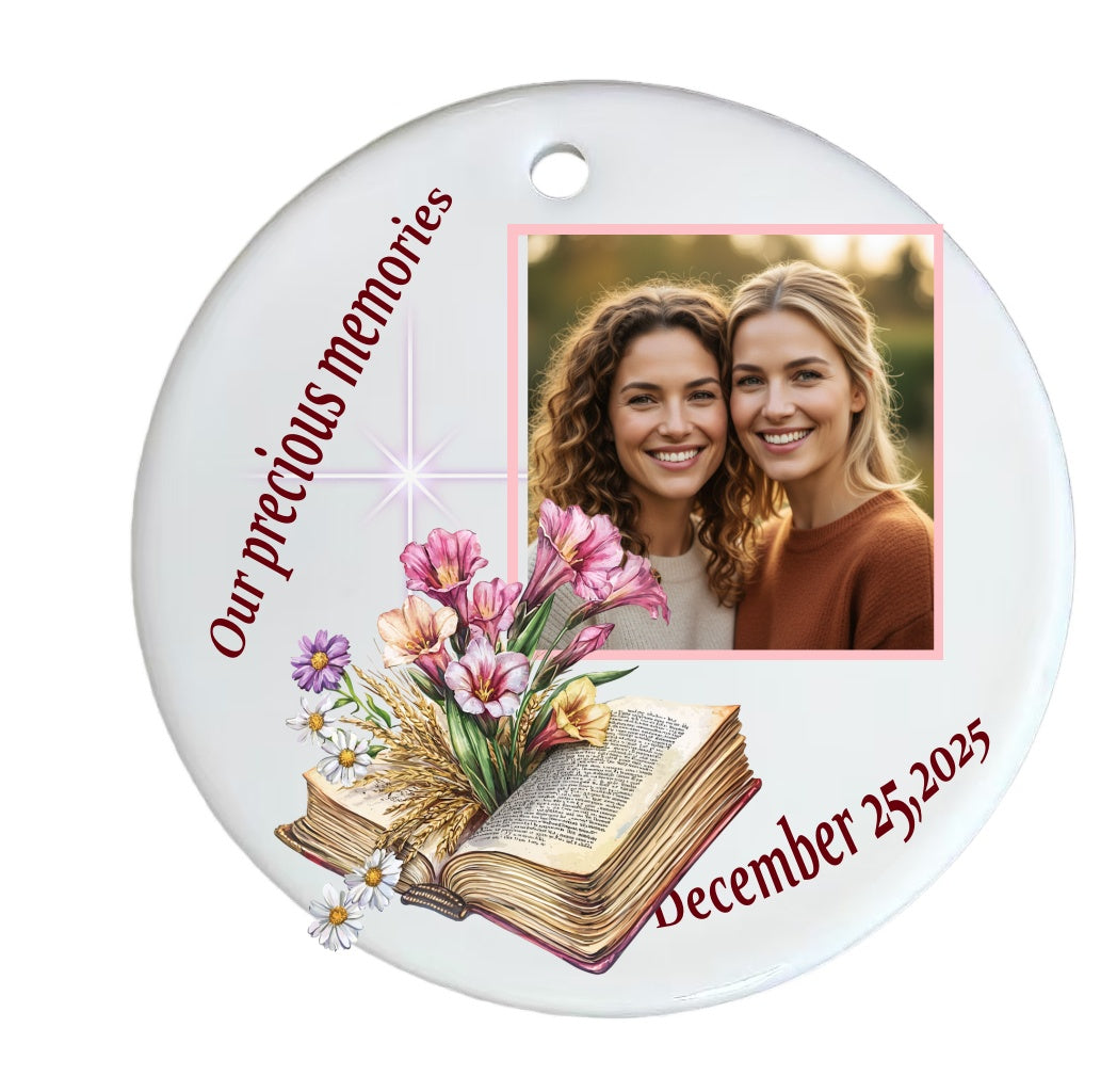 Personalized Ceramic Photo Ornament – Custom Picture & Text Keepsake Gift