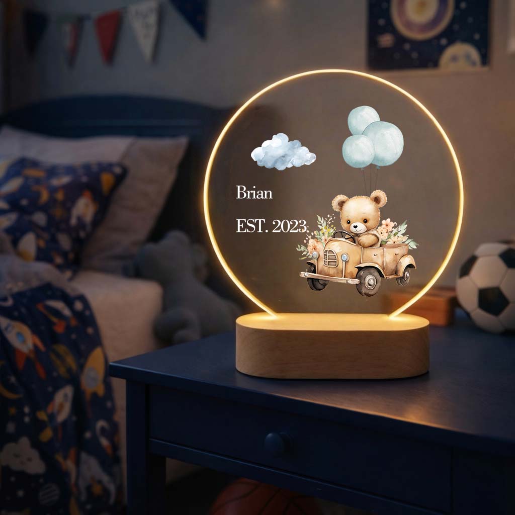 Safari Nursery Decor & Personalized Night Light - Custom Animal Baby Boy Gift, Fairy Lamp, Newborn Gift, Baby Shower Gift
