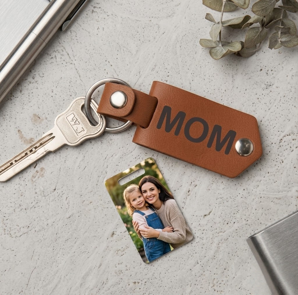 Personalized Leather Hidden Photo Memory Keychain