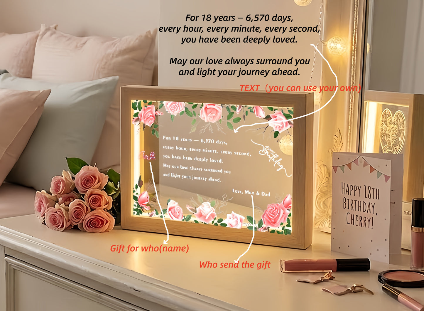 Custom  Night Light | Unique 16th, 18th, 21st Birthday Gift for Daughter & Best Friend& Sister